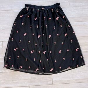 Loft black floral print skirt